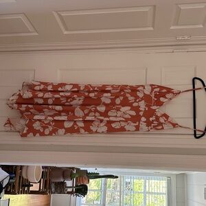 SHEIN Rust Orange Floral Midi Dress with White Blossoms